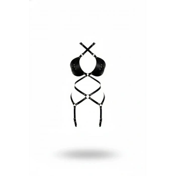 Siyah Body Harness Deri Çapraz Bağlamalı Tam Vücut Aksesuarı - Brf1409