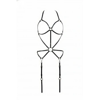 Siyah Body Harness Metal Halka Detaylı Ayarlanabilir Vücut Kemeri - Brf196