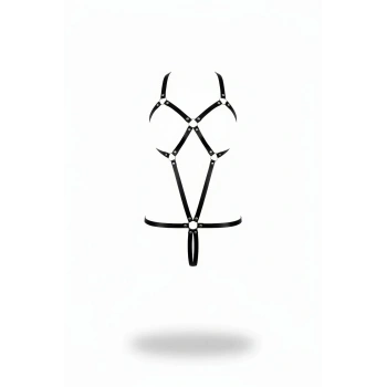 Siyah Body Harness Metal Halkalı Çapraz Vücut Kuşamı - Brf240