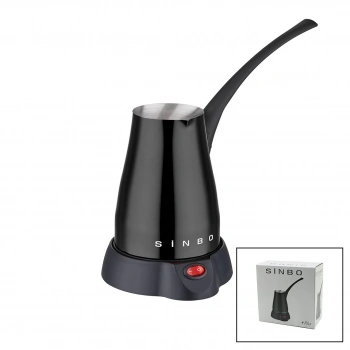 SİYAH ELEKTİRKLİ CEZVE TÜRK KAHVE MAKİNESİ 5 FİNCAN - 400ML HAZNE PASLANMAZ ÇELİK 360 DERECE DÖNEBİLME SCM-2960 (4887)