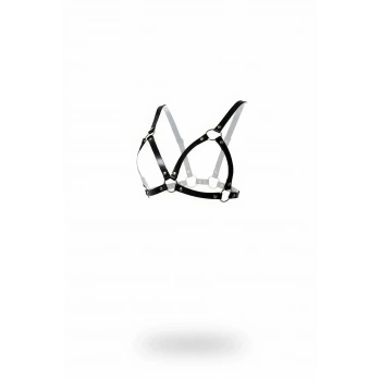 Siyah Göğüs Harness Suni Deri O-halkalı Bralet - Brf190