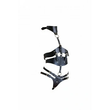 Siyah Harness Takım Ayarlanabilir Tokalı Deri Vücut Korse - Brf1321