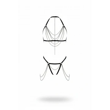 Siyah Harness Takım Çok Katmanlı Zincir Detaylı - Brf1065