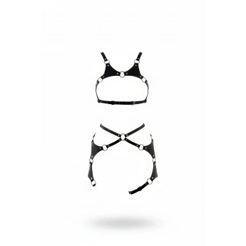 Siyah Harness Takım Deri O-halkalı Ayarlanabilir - Brf1253