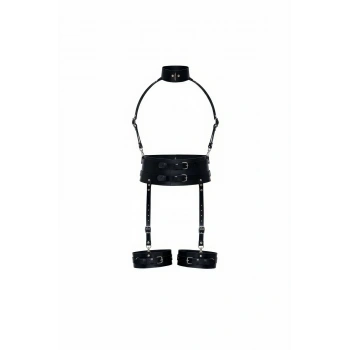 Siyah Harness Takım Geniş Bel Boyunluk Detaylı - Brf1031