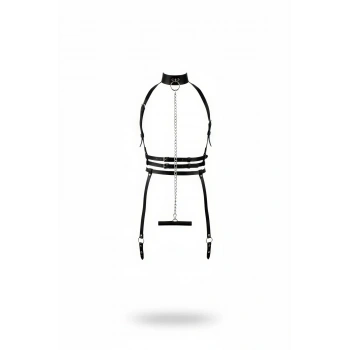 Siyah Harness Takım Zincir Detaylı Boyunluklu - Brf233