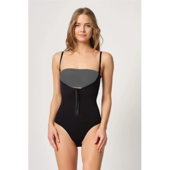 MARSİLYAN™ SİYAH MI  2043 Göğsü Açık Agraflı Body Korse