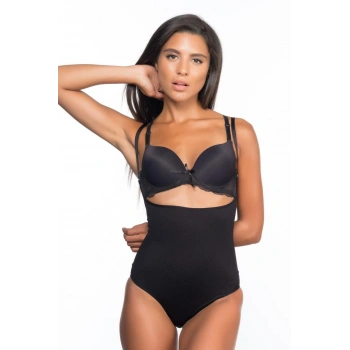 MARSİLYAN™ SİYAH MI  2073 Göğüsü Açık Desenli Body Korse