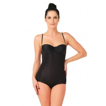 MARSİLYAN™ SİYAH MI  2723 Lazer Kesim Göğsü Açık Slip Korse