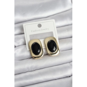 Siyah Renk Kare Model Vintage Kadın Küpe - TJ-BKP11657