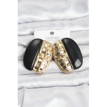 Siyah Renk Pirinç Vintage Kadın Küpe - TJ-BKP11497