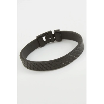 Siyah Renkli Kaliteli Suni Deri Bileklik