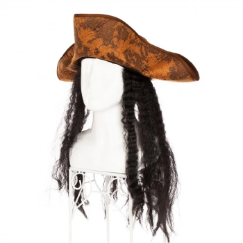 Siyah Saçlı Kaptan Korsan Şapkası