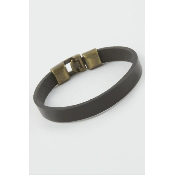 Siyah Suni Deri Bileklik