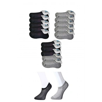 Siyah ve Gri Erkek Görünmez Çorap 15 çift