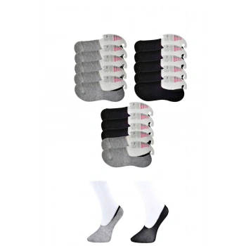 Siyah ve Gri Kadın Babet Çorap 15 çift