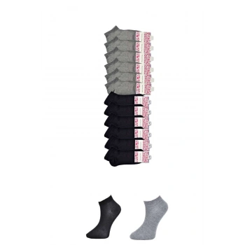 Siyah ve Gri Kadın Bilek Çorap 12 çift