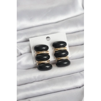 Siyah Vintage Model Gold Renk Kadın Küpe - TJ-BKP11675