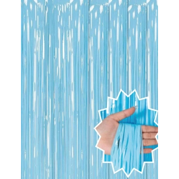 Soft Mavi Püsküllü Kapı Perdesi - Parti, Baby Shower, Sünnet Süsü, Cinsiyet Partisi 1x2 m