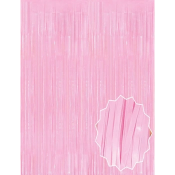 Soft Pembe Püsküllü Kapı Perdesi - Parti, Baby Shower, Cinsiyet Partisi 1x2 m