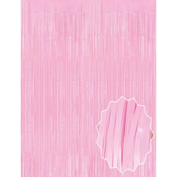 Soft Pembe Püsküllü Kapı Perdesi - Parti, Baby Shower, Cinsiyet Partisi 1x2 m (4887)