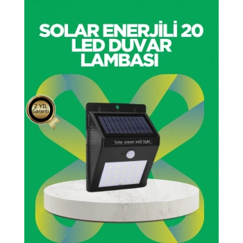 Solar Enerjili 20 Led Hareket Sensörlü Duvar Lambası