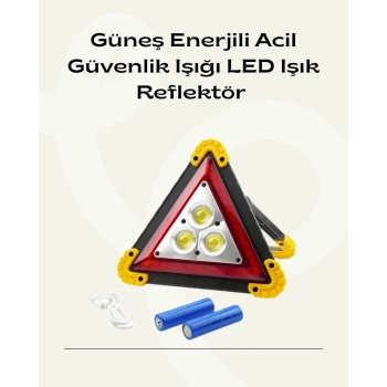 Solar Şarjlı Üçgen Led Park Ve İkaz Lambası