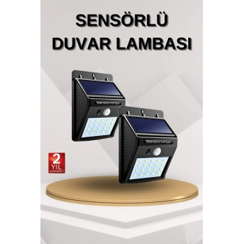 Solar Sensörlü Duvar Lambası Bahçe Lamba 20 Led Işık