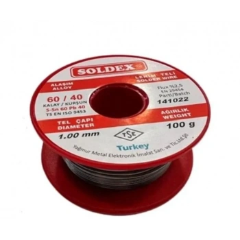 Soldex 60/40 Lehim Teli 100 gr 1,00 mm (Sn:60 / Pb:40)