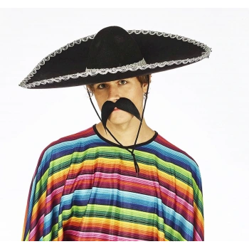 Sombrero Meksika Şapkası Gümüş Şeritli Yetişkin Boy