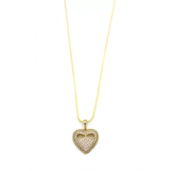 Sonsuz Aşk Taşlı Kalp Kolye - 14K Altın