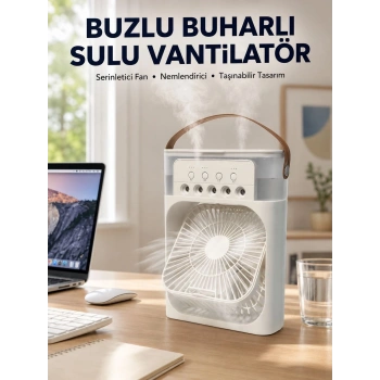 Spreyli Mini Masaüstü Fan | 500ml Su Hazneli, 3 Kademeli Soğutucu Yeni Nesil
