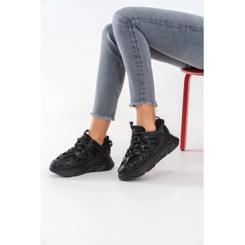 Stefany Siyah Bağcıklı Spor Ayakkabı