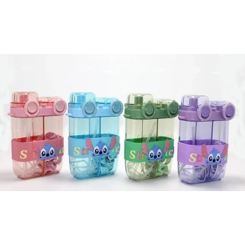 Stitch Çift Bölmeli Pipetli Matara & Suluk Alk5107