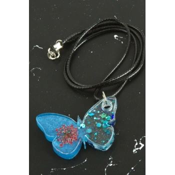 Sultan Otu Kelebek Epoksi Kolye