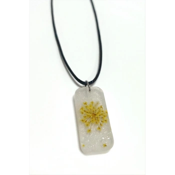 Sultanotu Çiçeği Dikdörtgen Epoksi Kolye