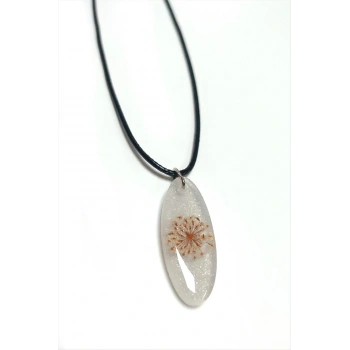 Sultanotu Çiçeği Oval Epoksi Kolye