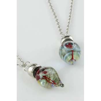 Sulu Çiçek Fanus Canlı Kolye