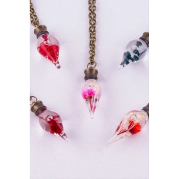 Sulu Çiçek Fanus Canlı Kolye