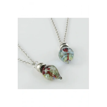 Sulu Çiçek Fanus Canlı Kolye