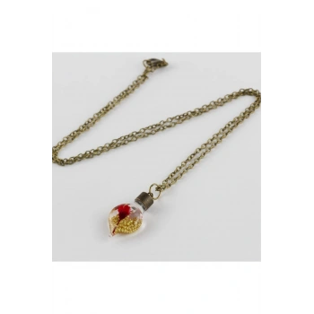 Sulu Çiçek Fanus Canlı Kolye