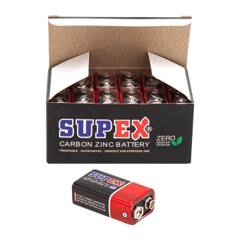 SUPEX 6F22 9 VOLT PİL (12 Lİ PAKET) (4887)