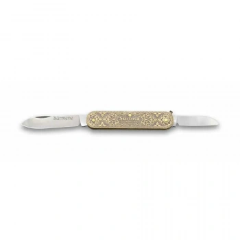 Sürbısa 61804 Pirinç İşlemeli Sürmene Çakısı 5,5 / 3,5 cm - Çift Bıçaklı