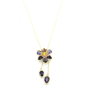 Swr Çiçek Kolye - Mor