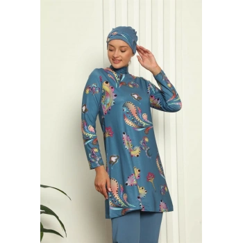 Tam Tesettür Dijital Desenli Mayo 31043