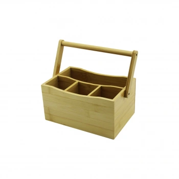 TAŞIMA KULPLU - 3+1 BÖLMELİ   TEZGAH ÜSTÜ  BAMBU - AHŞAP KAŞIKLIK (4887)