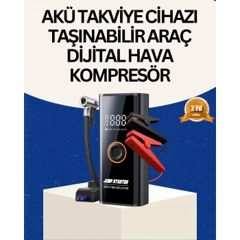 Taşınabilir Akü Takviye Ve Akıllı Lastik Şişirme Pompası