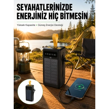 Taşınabilir Güneş Panelli Powerbank Çoklu Cihaz Şarj Destekli Yeni Nesil