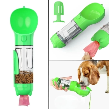 Taşınabilir Hazneli Mama Kaplı ,Kaka Poşetli Kedi,Köpek Suluğu-300ml (4887)