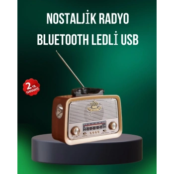 Taşınabilir Nostalji Radyo Bluetooth Usb Aux Girişli